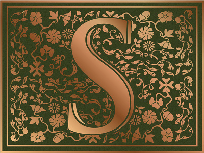 S detail gold guild illuminated letter lettering ornate