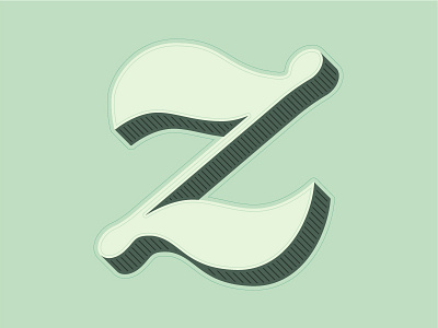 Z drop cap hand done high contrast initial lettering mint swirl typography z