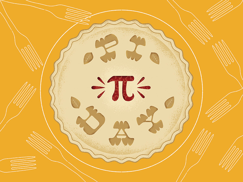 Pi Day pattern monoline texture vector pie illustration lettering