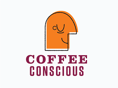 Coffee Conscious Logo WIP brand branding coffee face illustration logo orange texture typography wip work in progress