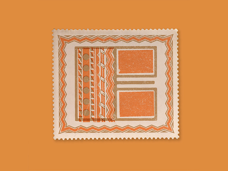E initial drop cap letter type contrast gold orange typography lettering art deco