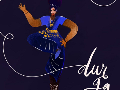 Durga characterart digitalart illustration letering procreate