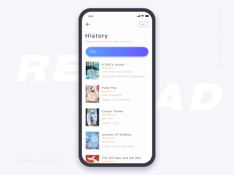 Read app monthly reading time data animation read