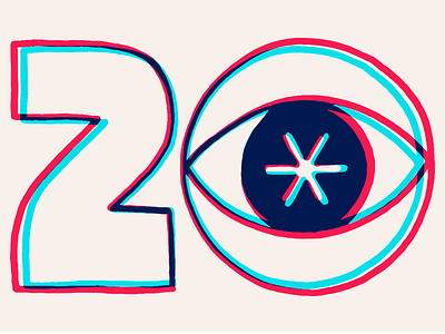 2020 Calendar 20 2020 eye new year numerals stars typography