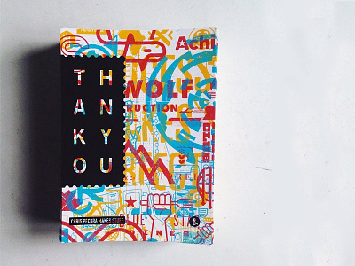 Thank You Card – Printed card collage mess overprint print screenprint silk screen thank you