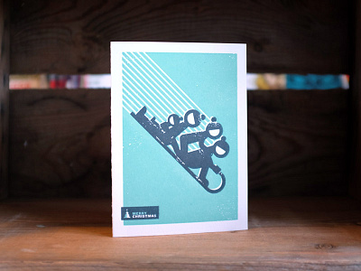 2014 Letterpress Christmas Card card christmas illustration letterpress printmaking toboggan