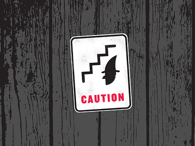 Witch Under The Stairs caution fear pictogram sticker witch