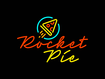 Rocket Pie – 03 logo neon neon sign pie pizza rocket