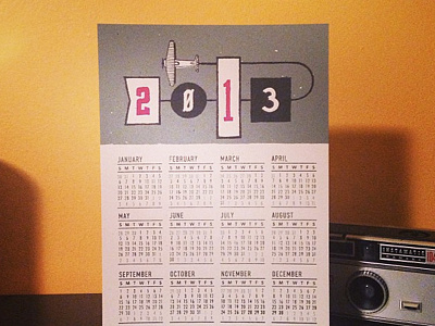 2013 Calendar 2013 airplane calendar french paper mailer print screenprint