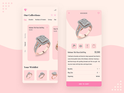 Jewellery App app concept design dailyui design gradient inktober inktober2019 prompt ui ux