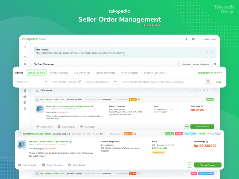  Tokopedia  Seller Order  Management Revamp by Asep Sobari 