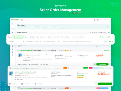 Tokopedia Seller Order Management [Revamp] dashboard desktop gradient green order order management revamp tokopedia