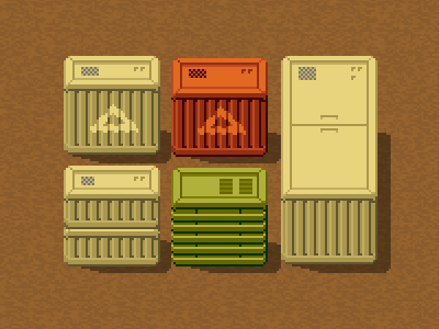 Shipping containers 8bit game ios ipad iphone mac photoshop pixel space age