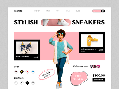 Sneakers Store Website cart design e commerce ecommerce fashion landing page layout minimal online store product shoe shopping app sneakers shop store uiux web design web site