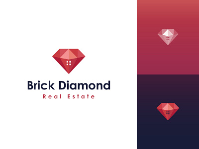 Brick Diamond Logo Concept black diamond branding building logo creative logo diamond diamond icon diamond logo house logo icon logo modern real estate logo red icon