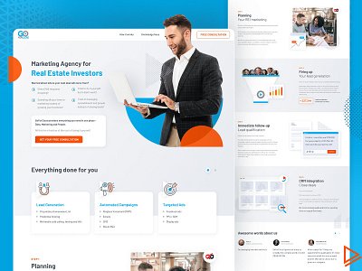 Marketing Agency Landing Page Design data landing page landing page ui lead generation marketing marketing agency modern modern design product skeleton real estate use laptop user interface