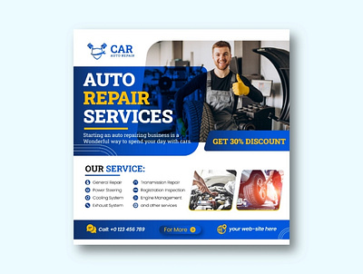 Car Repair Social Media Design | 05 animation branding corporate design creative creative design design designer flyer design graphic design illustration logo social media design vector