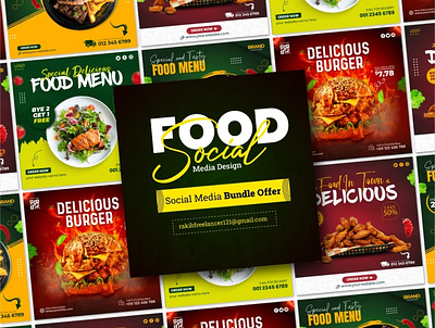 Food Social Media Design branding creative design designer graphic design illustration logo vector