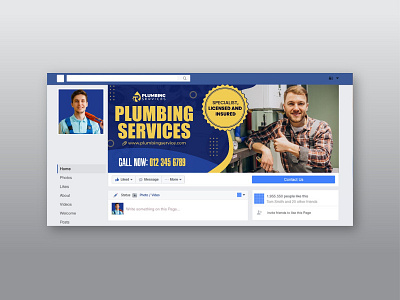 Plumbing Facebook Cover Design branding cover design creative design designer facebook cover design graphic design illustration logo