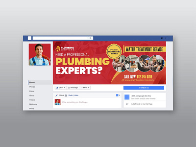 Plumbing Facebook Cover Design branding creative design designer graphic design illustration logo ui vector