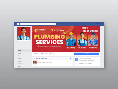 Plumbing Facebook Cover Design branding creative design designer graphic design illustration logo ui vector