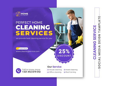 Cleaning service social media post design template-01