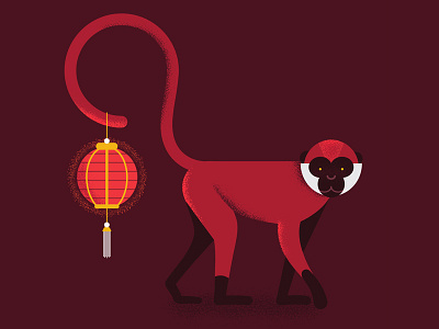 Year of the Monkey chinese lantern monkey new red year