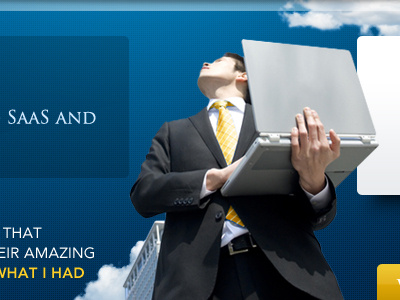 Featured Work Slide 1 blue business clouds featured gold laptop man sky type yellow