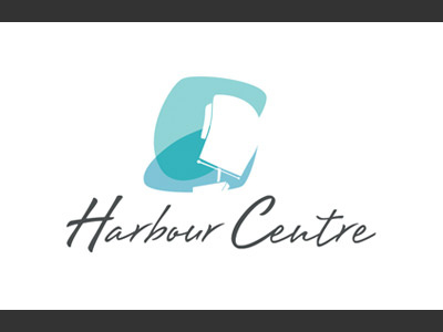 Harbour Centre Logo Concept - 1 blue boat harbour logo modern ocean sail script teal type typography