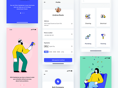 Handyman Services App app design ethworks handyman illustration ios mobile mobile app painter payments professionals services specialists technology