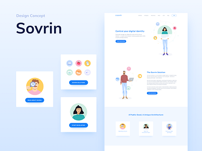 ✨Sovrin - Design Concept ✨ blockchain crypto cryptocurrency design digital identity ethworks face id identity illustration landing page man page people person technology ui ux website woman