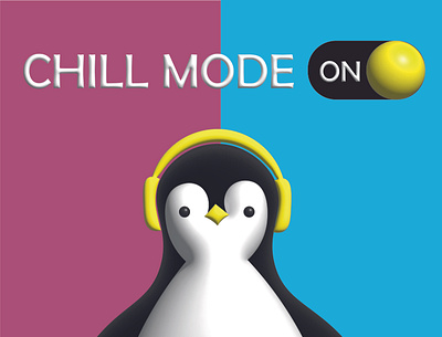 music mode advertisement 3d branding graphic design penguin