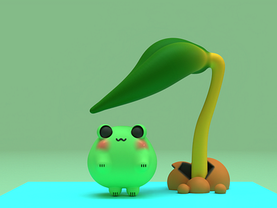 Frog and Sprout 3d animation branding design illustration logo womp3d