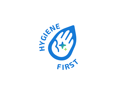 Hygiene First Logo blue clean drop green hand sanitizer logo design soap squeakyclean star water