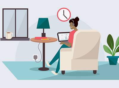 Working From Home house illustration laptop vector working from home