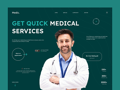 Medical Healthcare service web design branding doctor header healthcare app hero section home page medical web design web design