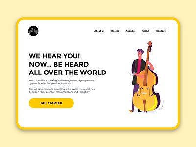 West Sound Landing Page agency clean design landing landing page management minimal music musician page ui ux yellow