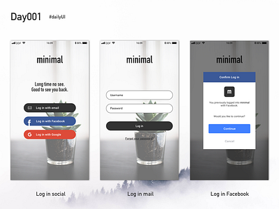 Daily UI #001 - Login / Sign up 001 app challenge daily dailyui design login minimal ui ux