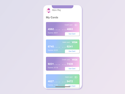 Mobile wallet-Card Manager analytic color theory dashboard design ixdmobile mobile ui ux