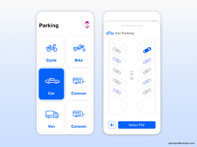 Parking slot booking application concept accessible color theory design designspiration ixdmobile mobile parking ui ux