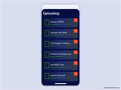 Uploading - Dark theme color theory designspiration mobile ui ux