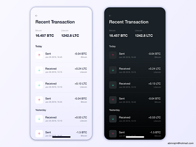 Cryptocurrency Wallet - Recent Transaction