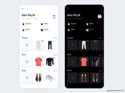 Daily Dress Management App Profile accessible analytic categories color theory dashboard designspiration ixdmobile mobile ui ux