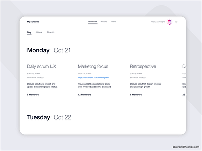 Minimal Timeline & Management Tool concept accessible color theory dashboard managment minimalist schedule ux