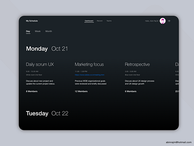 Minimal Timeline Management Tool concept Day Dark theme accessible color theory dashboard designspiration minimalist ux