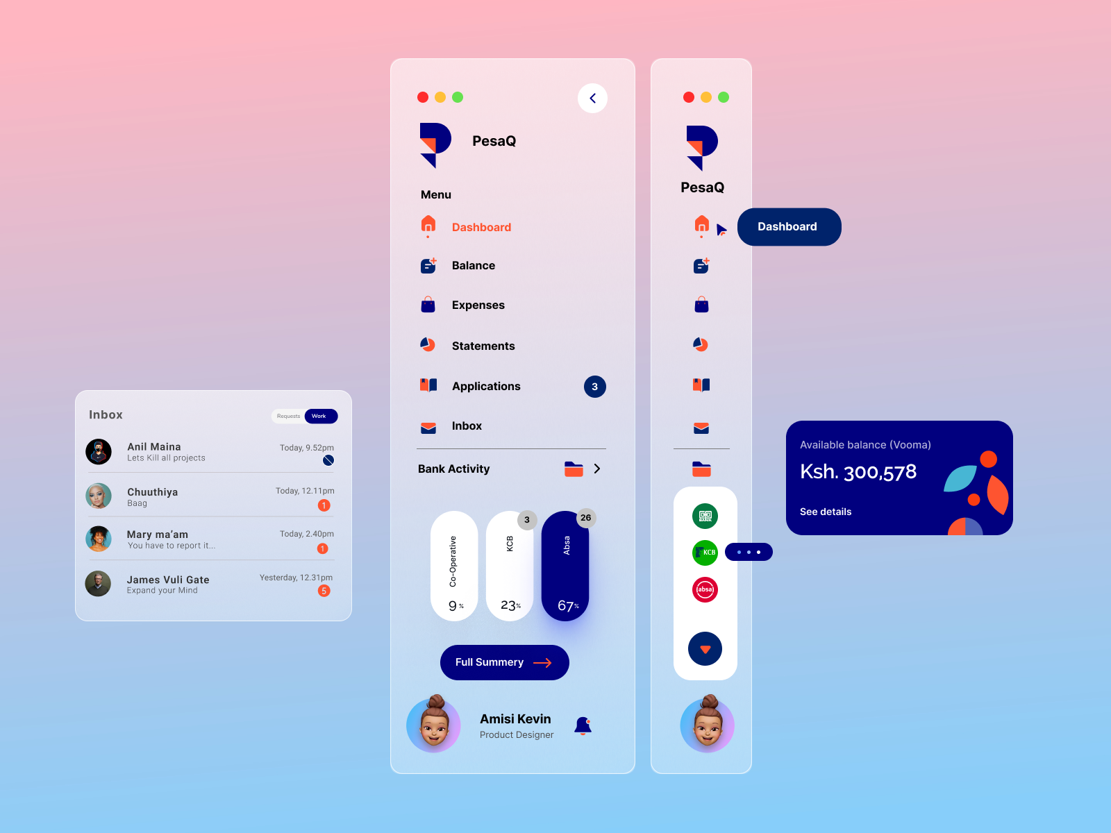 Sidebar Navigation Menu by Amisi Kevin on Dribbble