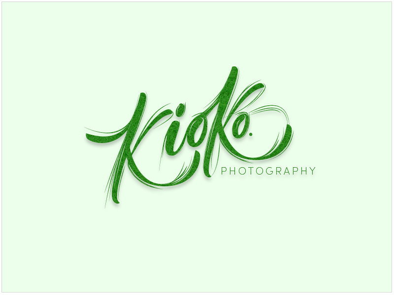 Kioko Photograpgy Logo handlettering design dailyui lettering branding photography logo calligraphy marketing icon script font green nature drawing freebie