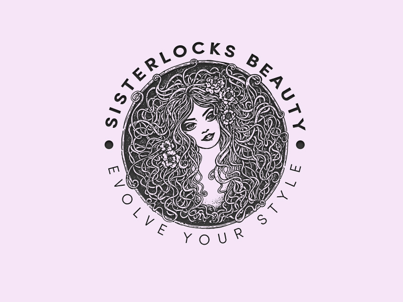 Sisterlocks Beauty salon dread locks minimal design logo retro vintage art identity drawn logo marketing beauty shop branding