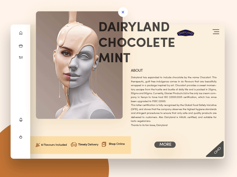 Dairyland Chocolate Mint freebie milk chocolate theme ui ux portfolio marketing identity dairy agriculture packaging minimal landing page