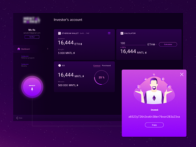 Investor's Account Dashboard account accounting app branding calculator crypto cryptocurrency dashboard ethereum ico illustration invest product design service ui user ux vector wallets webapps